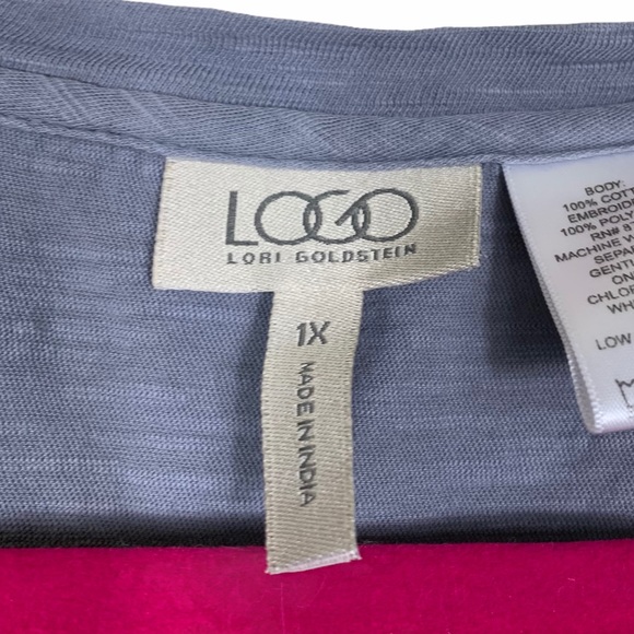 Logo Lori Goldstein Eyelet Lace Embroidered Top 1X - Picture 5 of 6